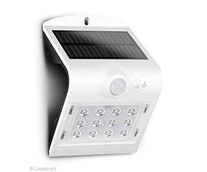 Luceco Luce Solare LED, Lampada da Esterno, Luci IP44 Impermeabile con Sensore di Moviment, Faretti per Giardino, Bianco
