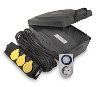 LUCECO MasterPlug WBXIP38T/S MP Scatola Impermeabile Elettrica da Esterno, Giardino, IP54, con Cavo di Prolunga da 8 m