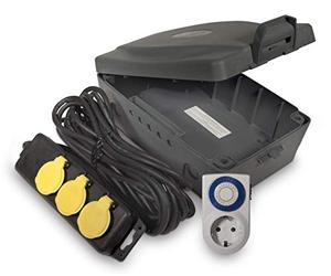 LUCECO MasterPlug WBXIP38T/S MP Scatola Impermeabile Elettrica da Esterno, Giardino, IP54, con Cavo di Prolunga da 8 m
