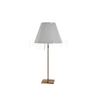 Luceplan Costanza Lampada da tavolo, paralume bianco nebbia/telaio ottone - telescopio - con dimmer