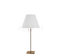 Luceplan Costanza Lampada da tavolo, paralume bianco/telaio ottone - telescopio - con dimmer