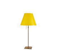 Luceplan Costanza Lampada da tavolo, paralume giallo/telaio ottone - telescopio - con dimmer , Vendita di giacenze, Merce nuova, Imballaggio originale