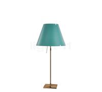 Luceplan Costanza Lampada da tavolo, paralume verde/telaio ottone - telescopio - con dimmer , Vendita di giacenze, Merce nuova, Imballaggio originale