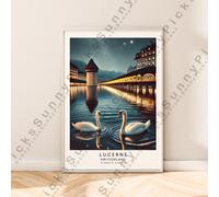 Lucerna Muro Stampa Svizzera Viaggi Poster Illustrazione Art Décor senza Cornice