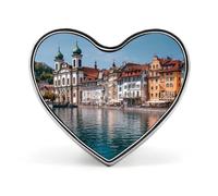 Lucerna Svizzera Divertente Spilla in Metallo 1″ a Forma di Cuore Spilla per Vestiti Cappello Borsa Accessori Cravatta Decorazione