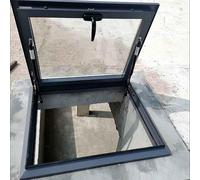 Lucernario con Vetro temperato - Finestra di Accesso al Tetto Piano, Porta per soffitta, Angolo di Apertura di 80°, pozzo di Illuminazione Durevole, 70x70 cm (27,6x27,6 Pollici)