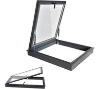 Lucernario da Tetto,Copertura per lucernario in Vetro temperato,Telaio in Lega di Alluminio,Adatto a tetti, soffitte, scantinati,Grigio,60×50cm