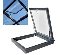 Lucernario da tetto for veranda, portello da tetto in alluminio a filo, doppio pannello in vetro temperato e 2 aste idrauliche, copertura for pozzetto di uscita dal seminterrato(LxW 24x33 in/60x83cm)