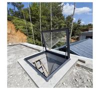 Lucernario da tetto resistente alle intemperie, portello di fuga - vetro temperato a doppio strato, telaio in alluminio portante da 50 kg, apertura a 80°(85x70cm/33.5x27.6in)