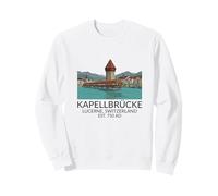 Lucerne Svizzera Skyline Souvenir Bridge Cappella Uomo Donna Felpa
