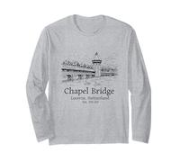 Lucerne Svizzera Skyline Souvenir Bridge Cappella Uomo Donna Maglia a Manica