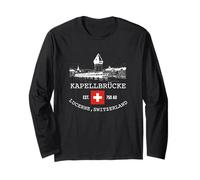 Lucerne Svizzera Skyline Souvenir Bridge Cappella Uomo Donna Maglia a Manica