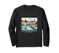 Lucerne Svizzera Skyline Souvenir Bridge Cappella Uomo Donna Maglia a Manica