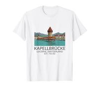 Lucerne Svizzera Skyline Souvenir Bridge Cappella Uomo Donna Maglietta
