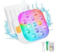 Luces de Piscina sumergibles recargables, Luz LED Inteligente submarina a prueba de Agua, controlado de 16 Colores, por bañera de hidromasaje, ducha, jarrón, Fuente, acuario,