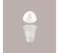 Lucgel Bicchiere Plastica Pet Trasparente Monouso 200cc + Coperchio Cupola Senza Foro - 100 pezzi -