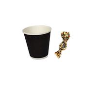Lucgel Bicchierini Termici per Caffè, 75ml, Nero, 200 Pezzi, con Cioccolatini alla Nocciola, 500g