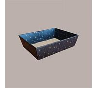 Lucgel Cesto Vassoio Conico Rettangolare in Carta Nero Grafica Stelle Oro Formato Medio Grande 400x300H115mm - 10 pezzi -