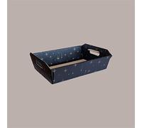 Lucgel Cesto Vassoio Medio Piccolo Rettangolare in Carta Nero Grafica Stelle Oro 350x260H70mm - 10 pezzi -