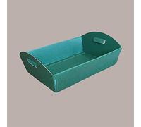 Lucgel, Cesto Vassoio Rettangolare, Cartoncino Onda Verde, per Strenne e Regali, 370x265x100mm, 10 Pezzi