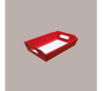 Lucgel Cesto Vassoio Rettangolare Grande Regalo Natale in Cartoncino Rosso grafica effetto pelle 400x300H120mm - 10 pezzi -