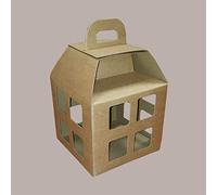 Lucgel Lanterna Scatola in Cartoncino Avana Porta 4 Bottiglie 180x180H395mm - 10 pezzi -