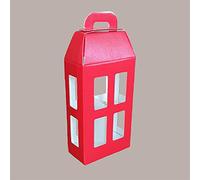 Lucgel scatola astuccio a forma di lanterna porta 2 bottiglia in carta pelle rosso - 10 pezzi -