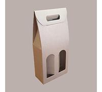 Lucgel scatola astuccio porta 2 bottiglie olio vino in carta avana naturale 180x90H385mm - 10 pezzi -