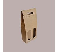 Lucgel scatola astuccio porta 2 bottiglie vino olio in cartoncino avana marrone naturale 180x90H385mm - 10 pezzi -