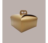 Lucgel Scatola Astuccio Porta Panettone Basso in Cartoncino Grafica Skin Oro 245x245H130mm - 10 pezzi -