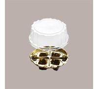 Lucgel Scatola Contenitore Tondo per 4 Monoporzioni Fondo Oro con Coperchio Alto Trasparente Scrigno Alcas - 15 pezzi -