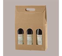 Lucgel Scatola Porta 3 Bottiglie Vino/Olio 750ml, Cartoncino Avana, 270x90x390mm, Confezione 20 Pz