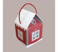 Lucgel Scatola Regalo Carta Rosso Red a Forma di Casetta, Ideale per Panettoni e Regali Natalizi - 5 Pezzi - 20x20H18cm
