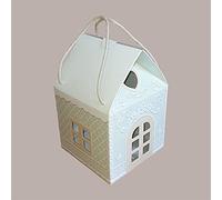 Lucgel Scatola Regalo Carta Verde Green House a Forma di Casetta, Ideale per Panettoni e Regali Natalizi - 5 Pezzi - 20x20H18cm