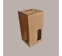 Lucgel Valigetta Cubotto Porta 4 Bottiglie Olio Vino in Carta Avana Liscia Marrone Naturale 180x180H340mm - 5 pezzi -