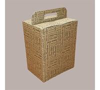 Lucgel Valigetta Panettone, Bottiglia, Dolci - Scatola Regalo Natalizia Elegante - Strenne Natale Pasqua - 10 Pezzi - Carta Avana Words 305x225H350mm