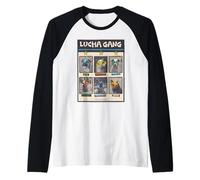 Lucha Libre Mexico Puppy Wrestling Maschera Luchador Compleanno Maglia con Maniche Raglan