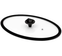 Luchetti coperchio in vetro temperato con pomello in alluminio e bordo in silicone (Ovale 26x38 cm)