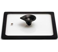 Luchetti coperchio in vetro temperato con pomello in alluminio e bordo in silicone (Quadrato 25x25 cm)