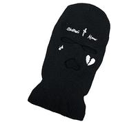 luchike Maschera da sci con lacrime a cuore spezzato, passamontagna a 3 fori, maschera per il viso, invernale, cappello termico per campeggio, arrampicata, sci, ciclismo, nero, Nero , ML