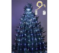 Luci A Cascata Scintillanti For Albero Di Natale Luci A Cascata For Albero Di Natale Con Anello 8 Modalità 100-600 Luci A LED Natalizie A Forma Di Lucciola(White,1m 10 strips 100 lights)