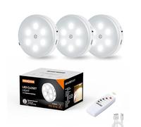 Luci a disco con telecomando, 1000 mAh ricaricabili per illuminazione sotto armadietti, luci LED per armadio, confezione da 3, luci notturne senza fili, per sotto armadi, corridoi, scale, armadi