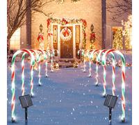 Luci a forma di bastoncino di zucchero da 55,9 cm, per esterni, 2 pezzi, 12 pezzi, decorazioni natalizie, 8 modalità di luci verdi a energia solare, per un totale di 4,5 m, luci per vialetti di Natale