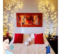 Luci a forma di vite di salice, controllo vocale intelligente, 8 modelli flash, albero scintillante, albero flessibile da 2,6 m, 160 LED per decorazioni per soggiorno e camera da letto, illuminate 20
