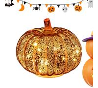 Luci a forma di zucca in vetro a batteria, luci a LED che cadono, decorazioni luminose | lampade decorative per centrotavola autunnali, decorazioni per la tavola di Halloween, accenti stagionali per