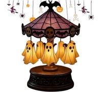 Luci a giostra fantasma, Halloween spettrale fantasma carosello lampada decorazioni per interni, kit di illuminazione notturna fantasma, ricaricabile, decorazione vintage carosello per feste di