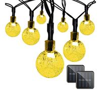Luci a globo impermeabili a energia solare, catena luminosa solare da esterno da 13,7 metri con 60 LED, pendenti a sfera di cristallo compat