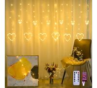 Luci a LED a forma di cuore per San Valentino, 138 LED, 12 luci da appendere per San Valentino, collegabili, 8 modalità di lampeggiamento, luci per matrimoni, finestra da prato, bianco caldo