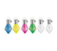 Luci a LED a forma di diamante da appendere, ad energia solare, 6 pezzi, per esterni, giardino, campeggio, feste, vacanze, decorazione con pannelli policristallini efficienti