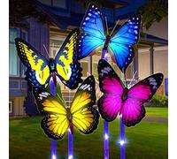 Luci a LED a Forma di Farfalla,4 PCS Lampade Solari per Esterni da Giardino,IP65 Impermeabile Luci Solari da Giardino, Luci Solari da Giardino Esterno Decorative per Giardino,Prato,Cortile,Sentiero